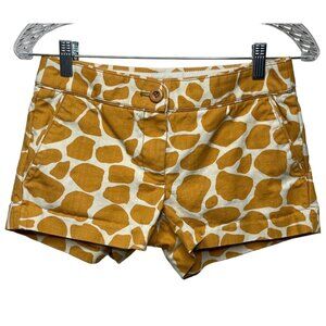 J Crew Shorts Womens Chinos Size 0 XS Yellow Animal Print Cotton Casual City Fit